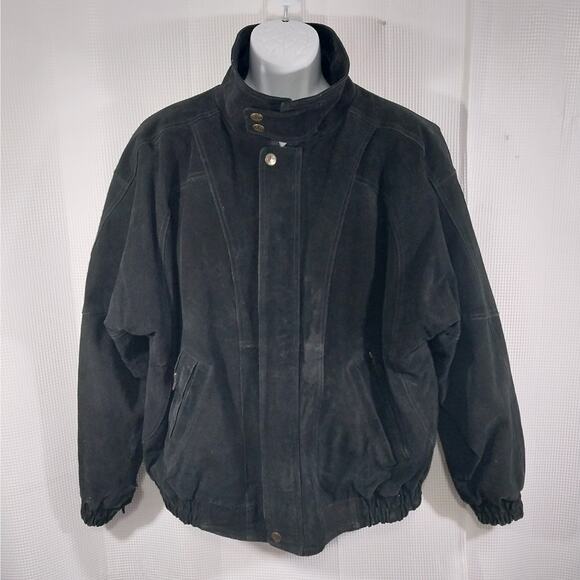 SANTA FE OUTBACK! LUXE BLACK GENUINE SUEDE LEATHER BOMBER STYLE JACKET! SZ XL - Picture 4 of 10